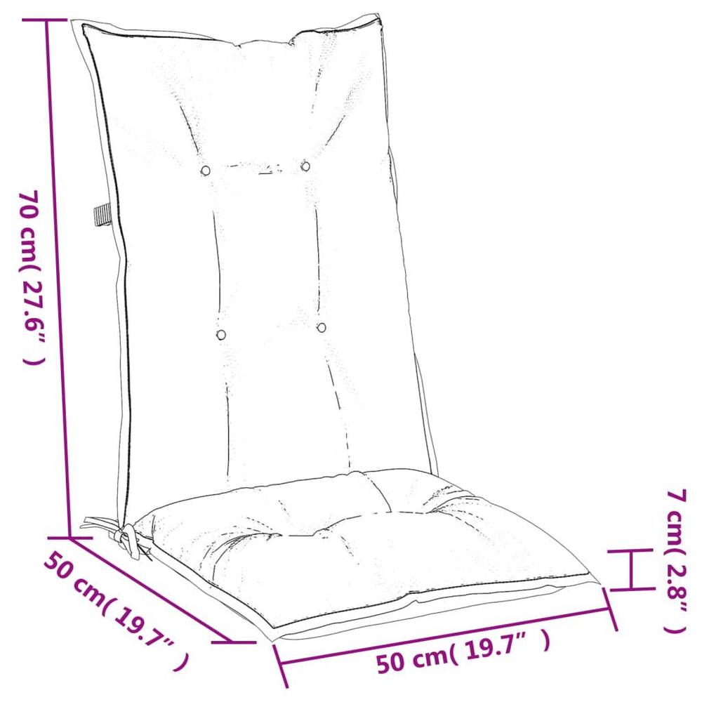 Coussin de chaise de jardin crème à dossier haut, lot de 2