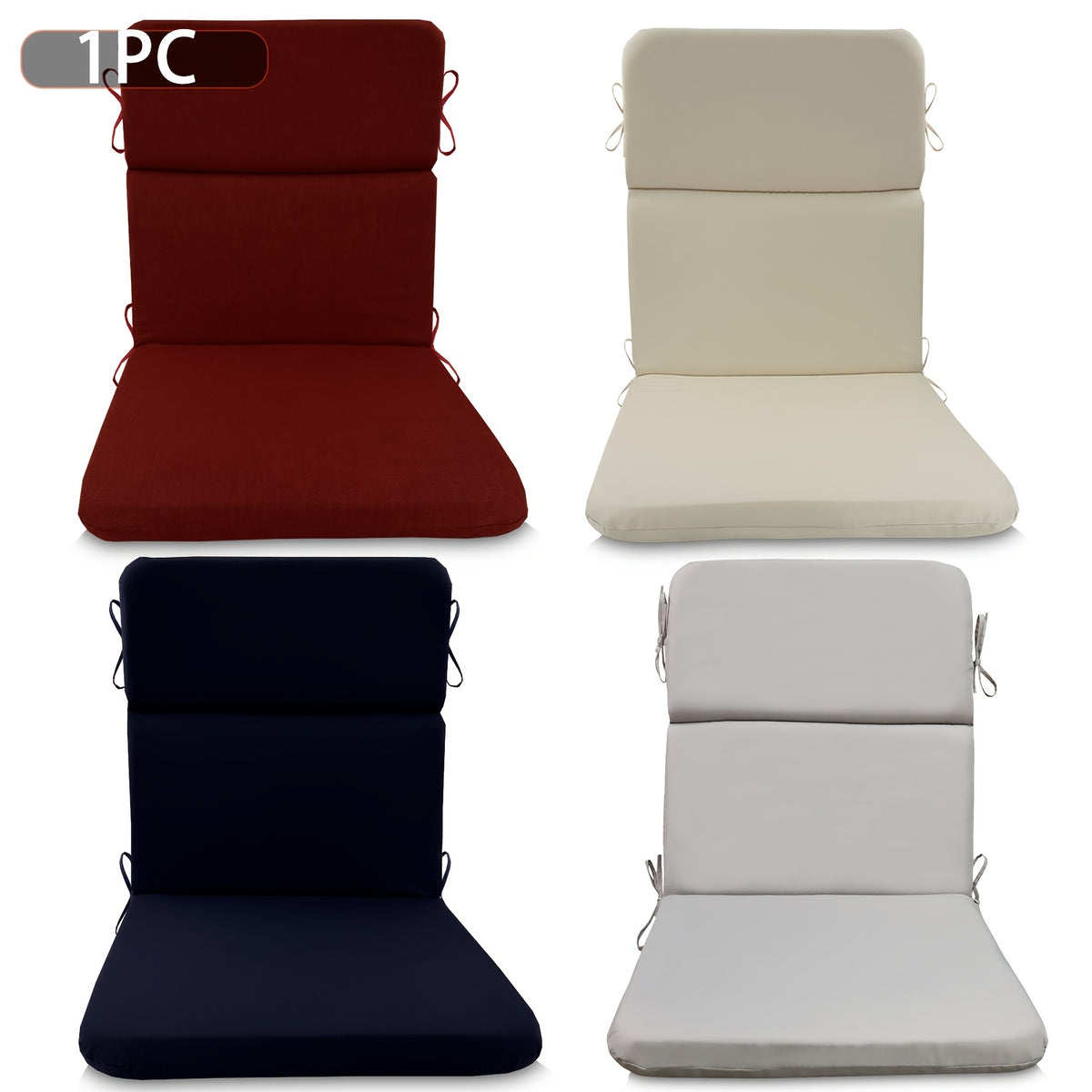 Coussin de chaise de jardin dossier haut, 112 cm, 10 coloris