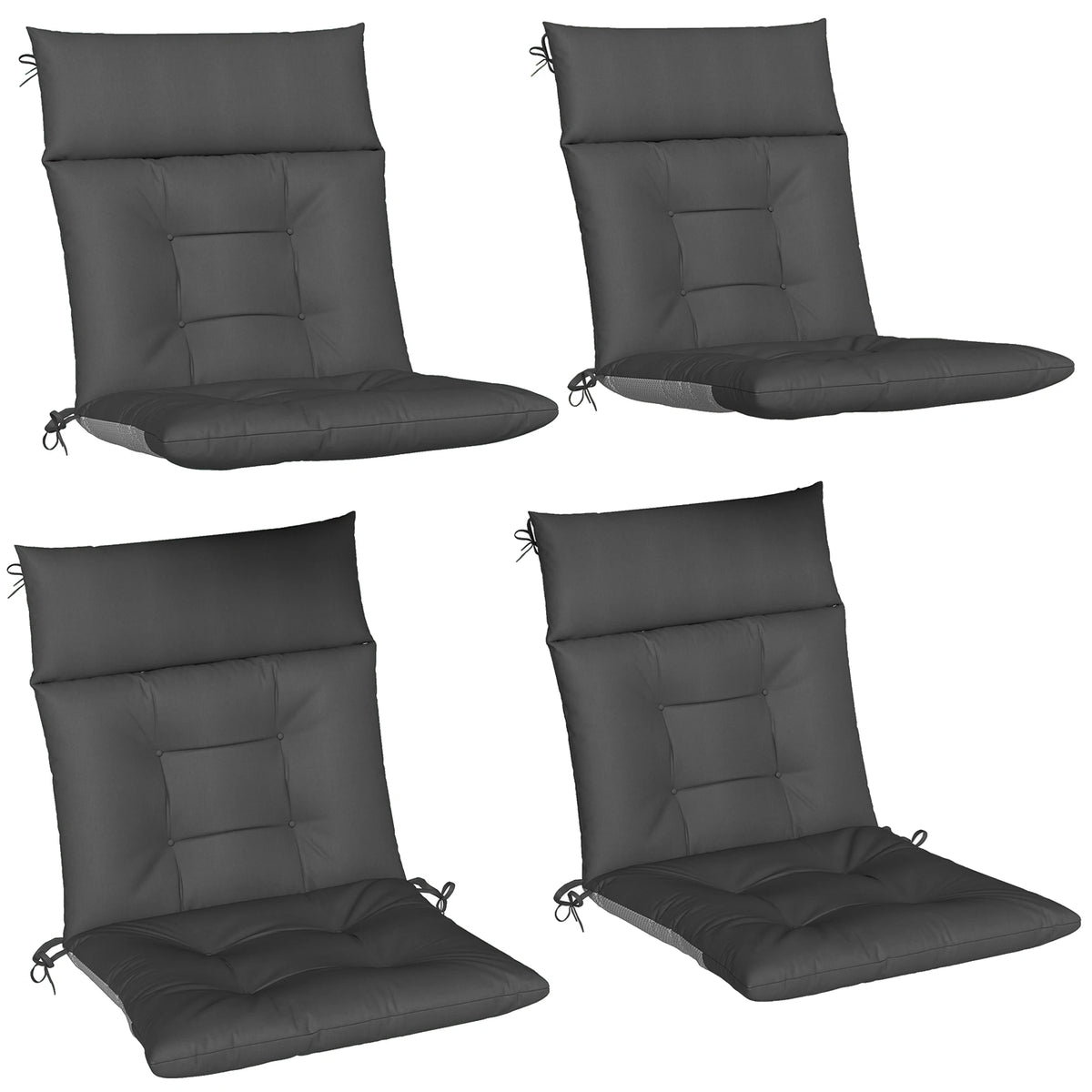Coussin de chaise de jardin épais 8 cm avec dossier, lot de 4