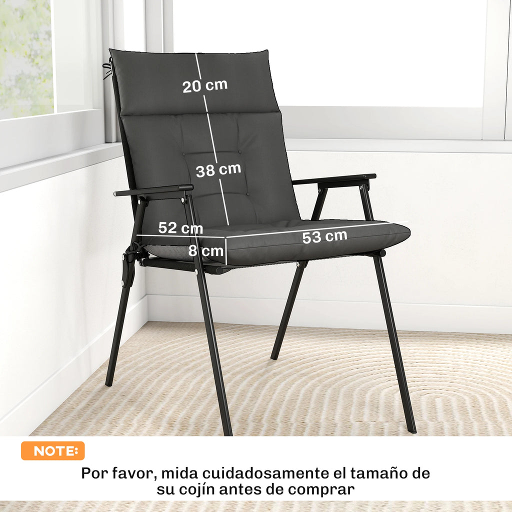 Coussin de chaise de jardin épais 8 cm avec dossier, lot de 4