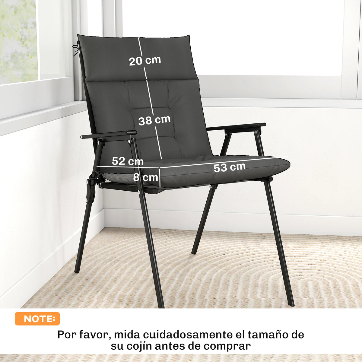 Coussin de chaise de jardin épais 8 cm avec dossier, lot de 4