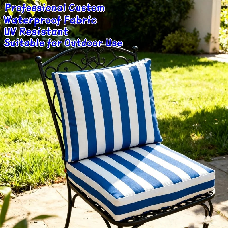 Coussin de chaise de jardin rayé, assise et dossier — vue 2