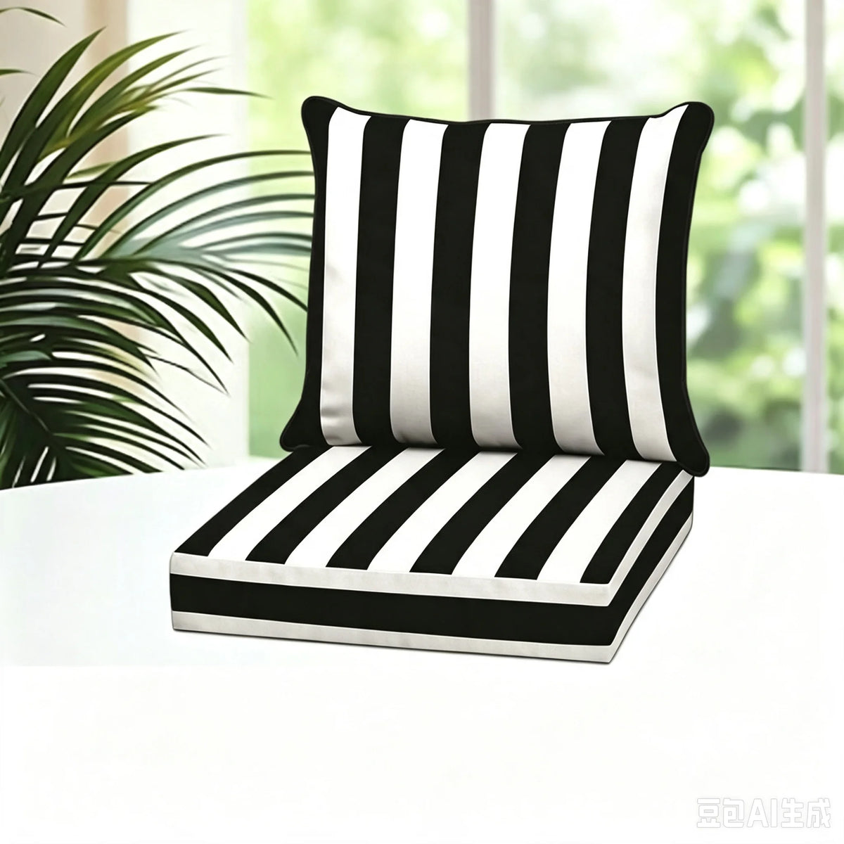 Coussin de chaise de jardin rayé, assise et dossier — vue 12 Image