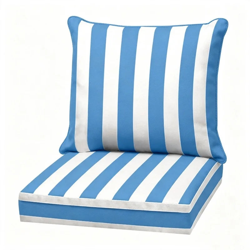 Coussin de chaise de jardin rayé, assise et dossier — vue 13