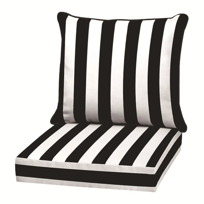 Coussin de chaise de jardin rayé, assise et dossier — vue 14