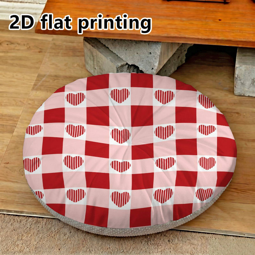 Coussin de chaise rond, damier de cœurs