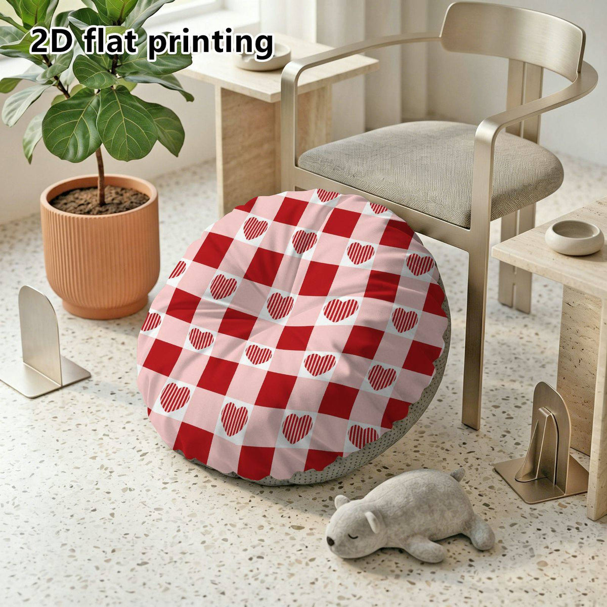 Coussin de chaise rond, damier de cœurs — vue 7
