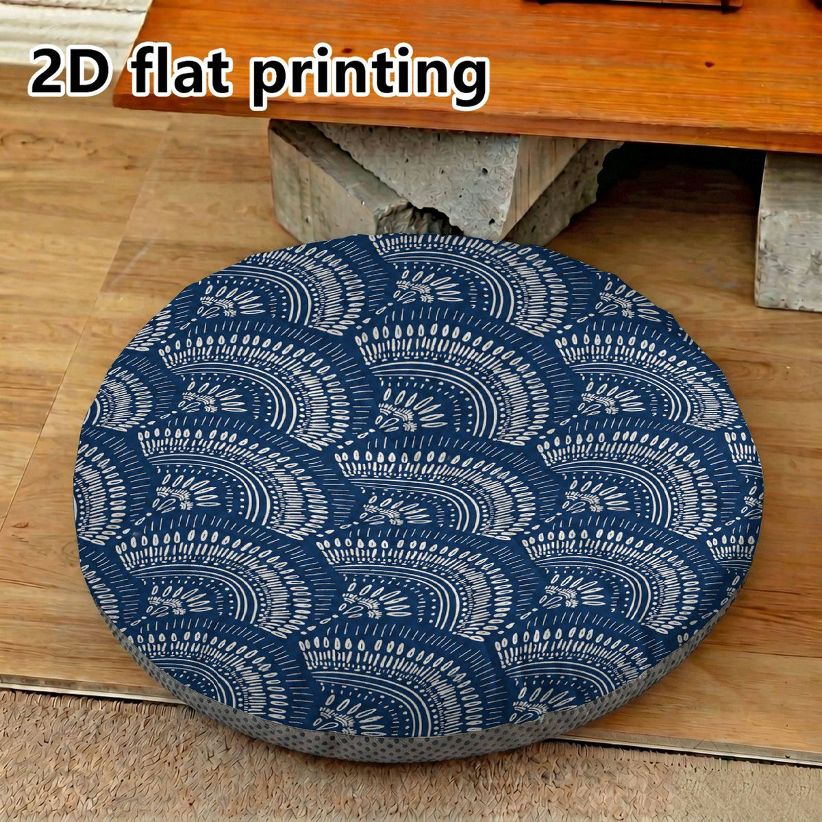 Coussin de chaise rond et épais, motif vagues