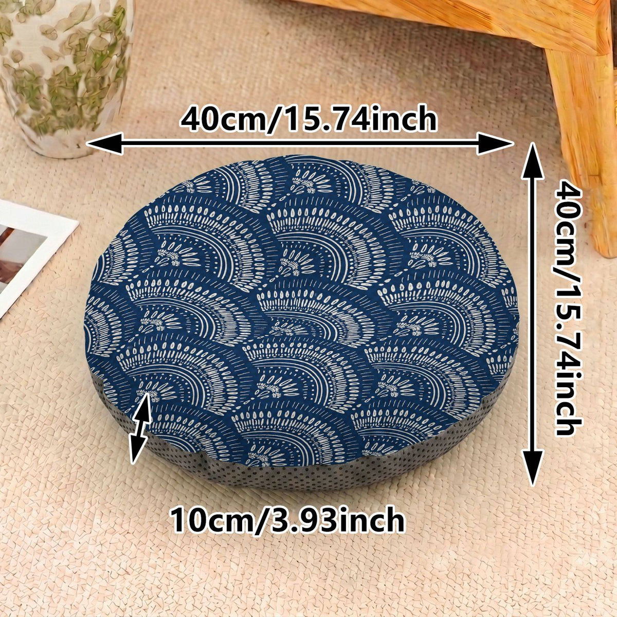 Coussin de chaise rond et épais, motif vagues — vue 4