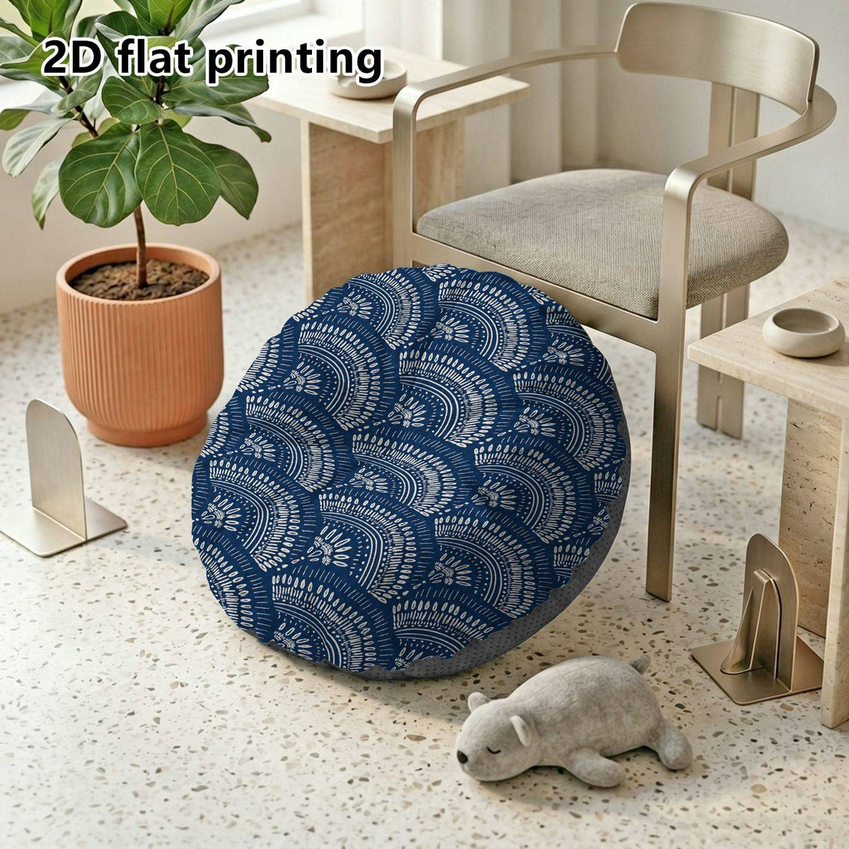 Coussin de chaise rond et épais, motif vagues — vue 7