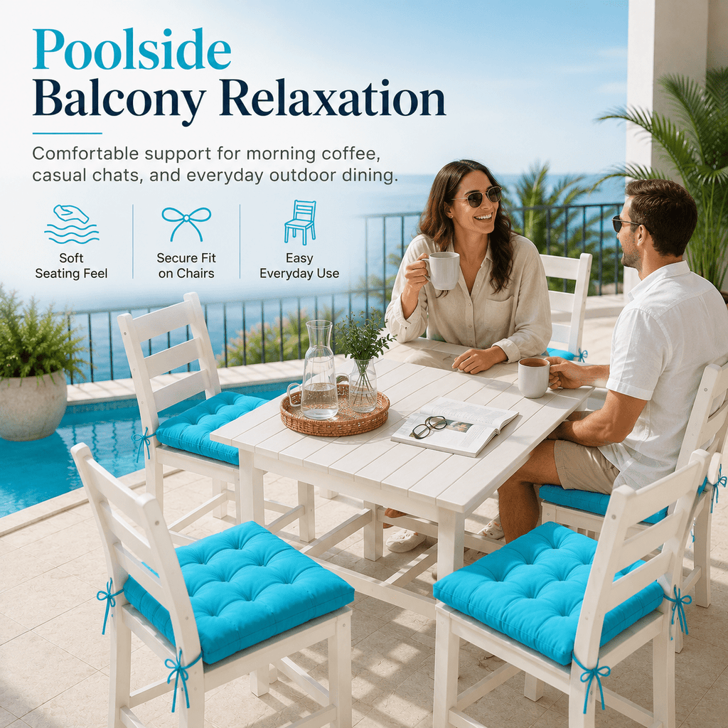 Coussin de chaise 38x38 à liens, lot de 4 pour terrasse