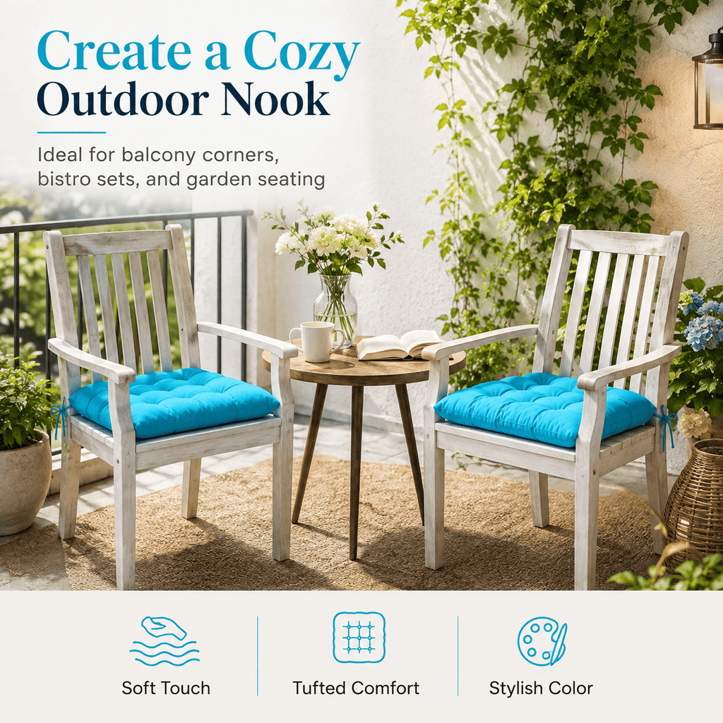 Coussin de chaise 38x38 à liens, lot de 4 pour terrasse