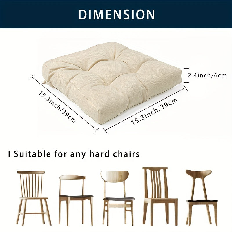 Coussin de chaise carré 39x39 beige ou taupe, épais 6 cm