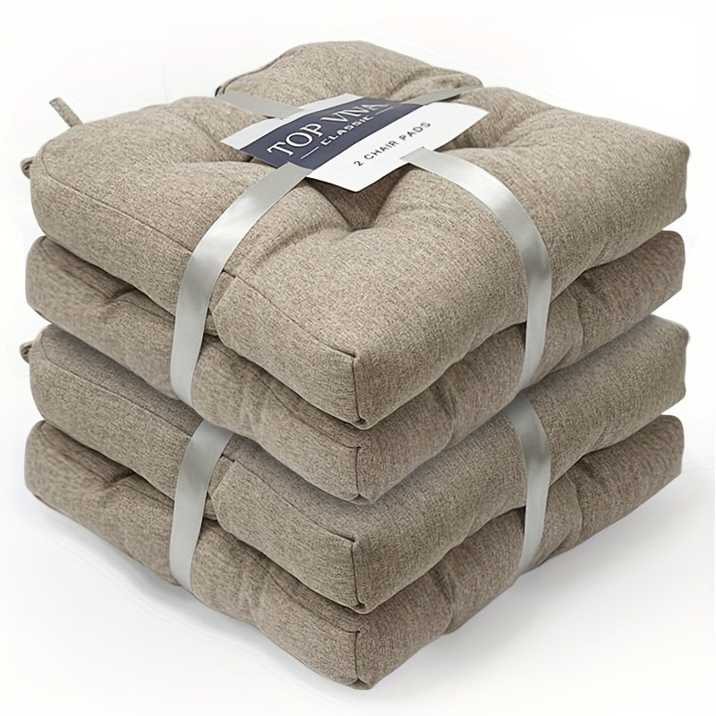 Coussin de chaise 39x39 en tissu chiné, épais de 8 cm, lot de 2