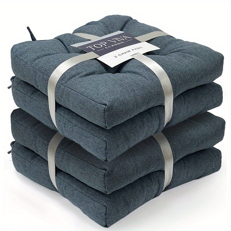 Coussin de chaise 39x39 en tissu chiné, épais de 8 cm, lot de 2