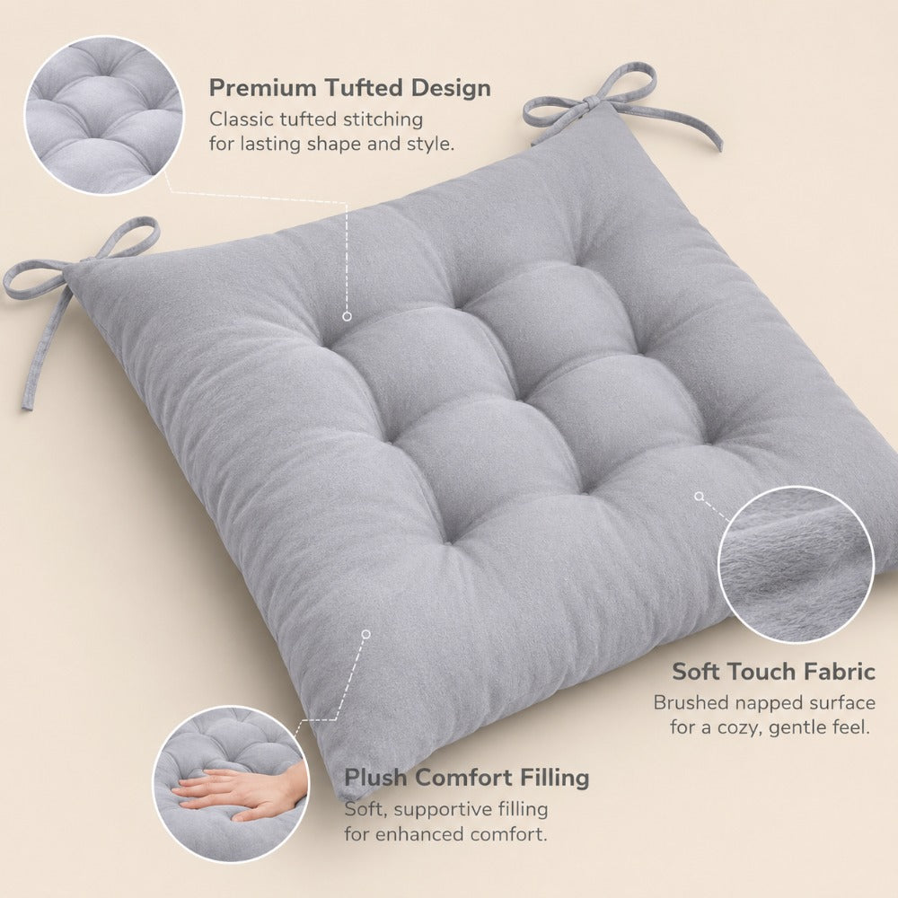 Coussin de chaise 39x39 en tissu brossé, lot de 2 colorés