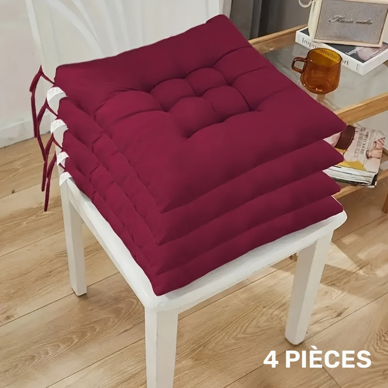 Coussin de chaise 40x40 épais de 6,8 cm, lot de 4 à nouer