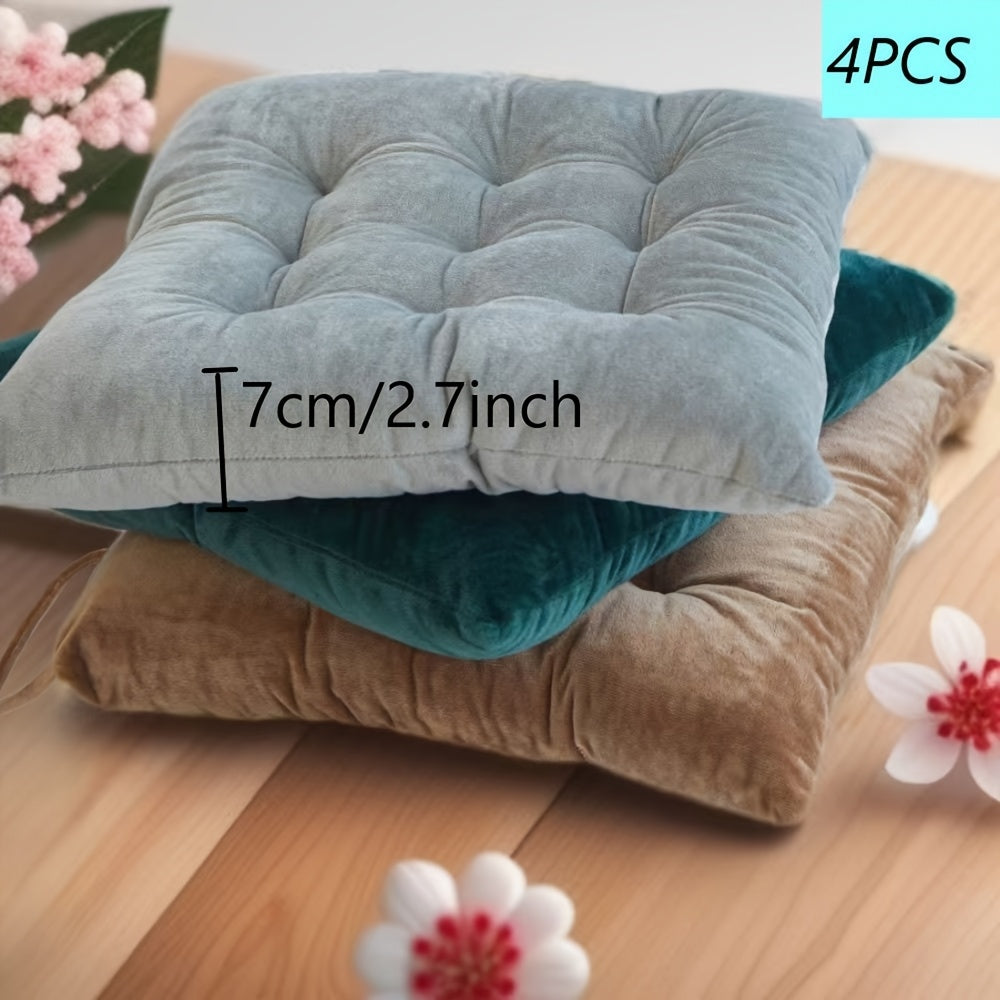 Coussin de chaise 40x40 cm épais 7 cm en peluche, lot de 4
