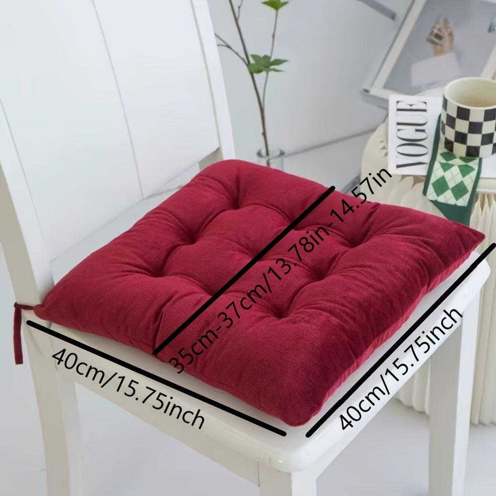 Coussin de chaise 40x40 cm épais 7 cm en peluche, lot de 4