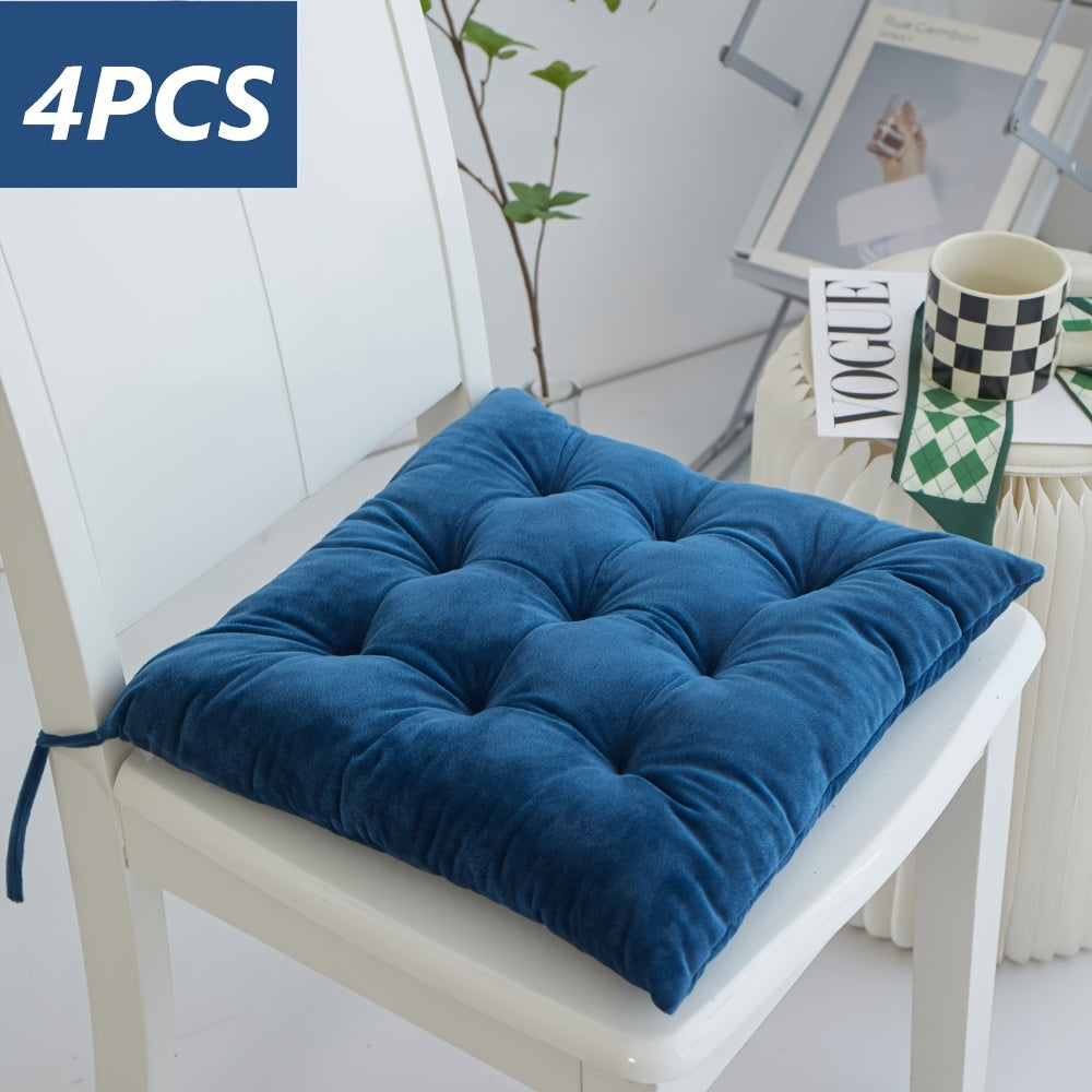 Coussin de chaise 40x40 cm épais 7 cm en peluche, lot de 4