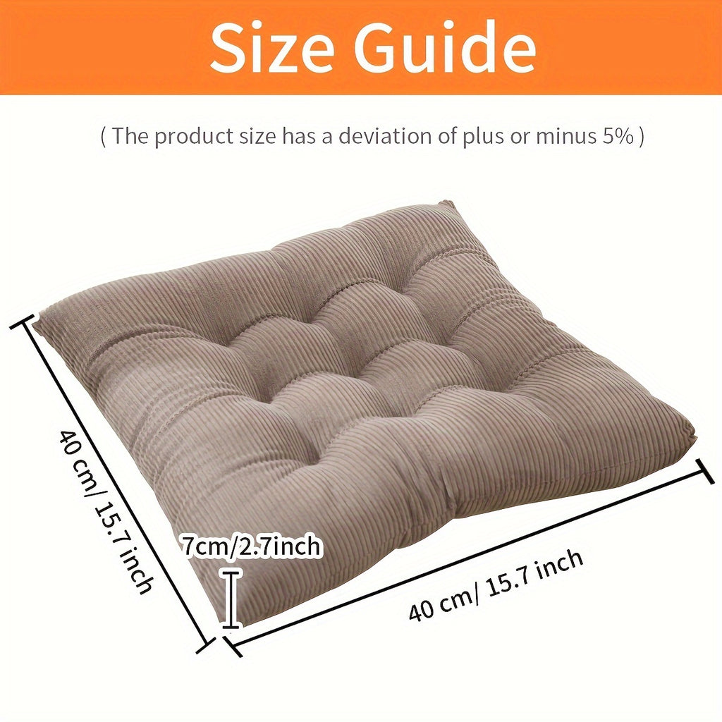 Coussin de chaise 40x40 épais 7 cm en velours côtelé, lot de 4