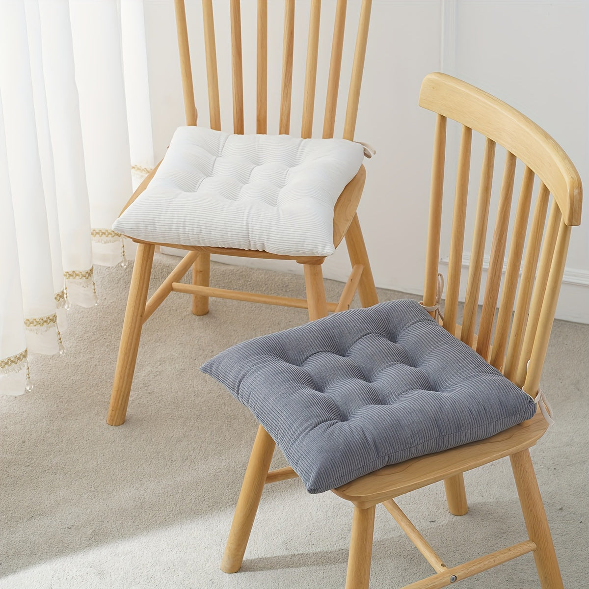 Coussin de chaise 40x40 épais 7 cm en velours côtelé, lot de 4