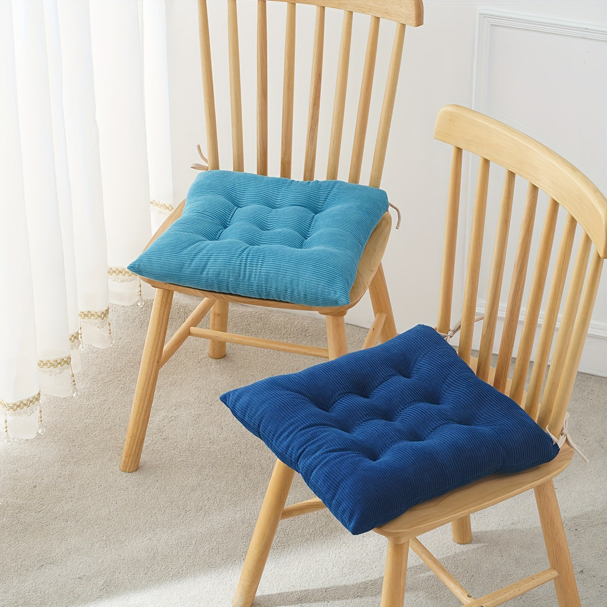 Coussin de chaise 40x40 en velours côtelé, lot de 2 pièces