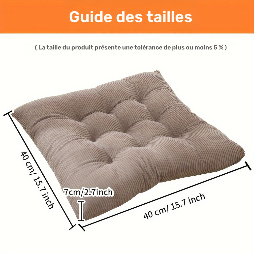 Coussin de chaise 40x40 en velours côtelé, lot de 2 pièces