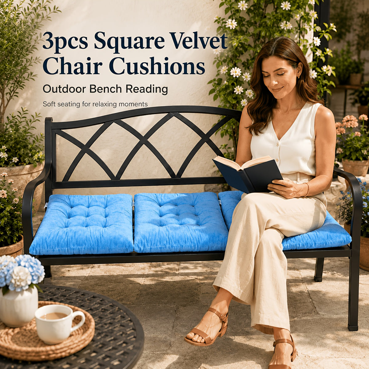 Coussin de chaise carré 40x40 en velours dense, très épais