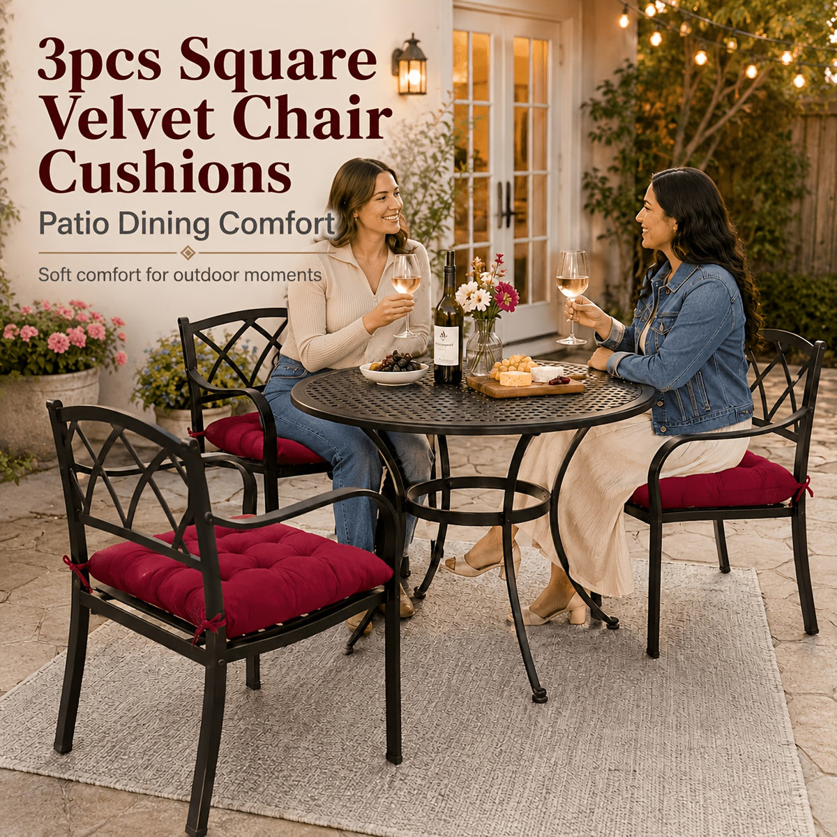 Coussin de chaise carré 40x40 en velours dense, très épais