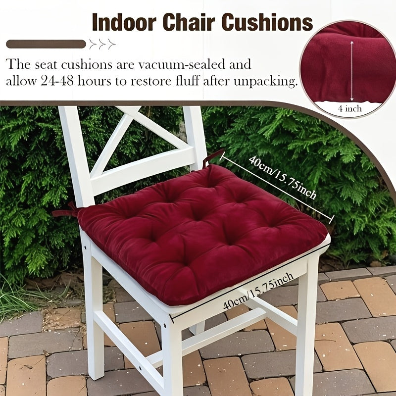 Coussin de chaise carré 40x40 en velours dense, très épais