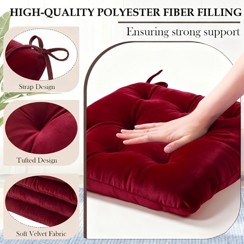 Coussin de chaise carré 40x40 en velours dense, très épais