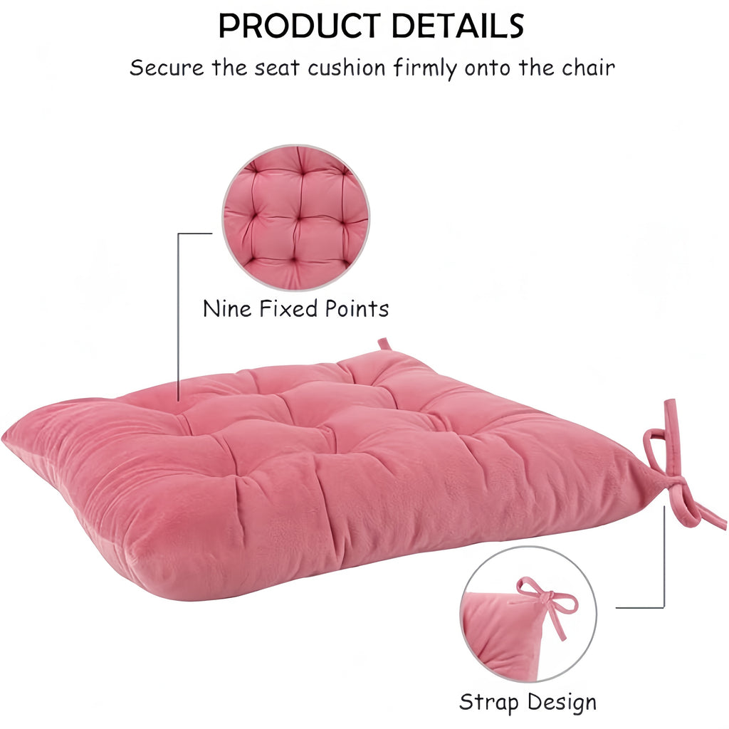 Coussin de chaise 40x40 en velours souple, lot de 6 teintes