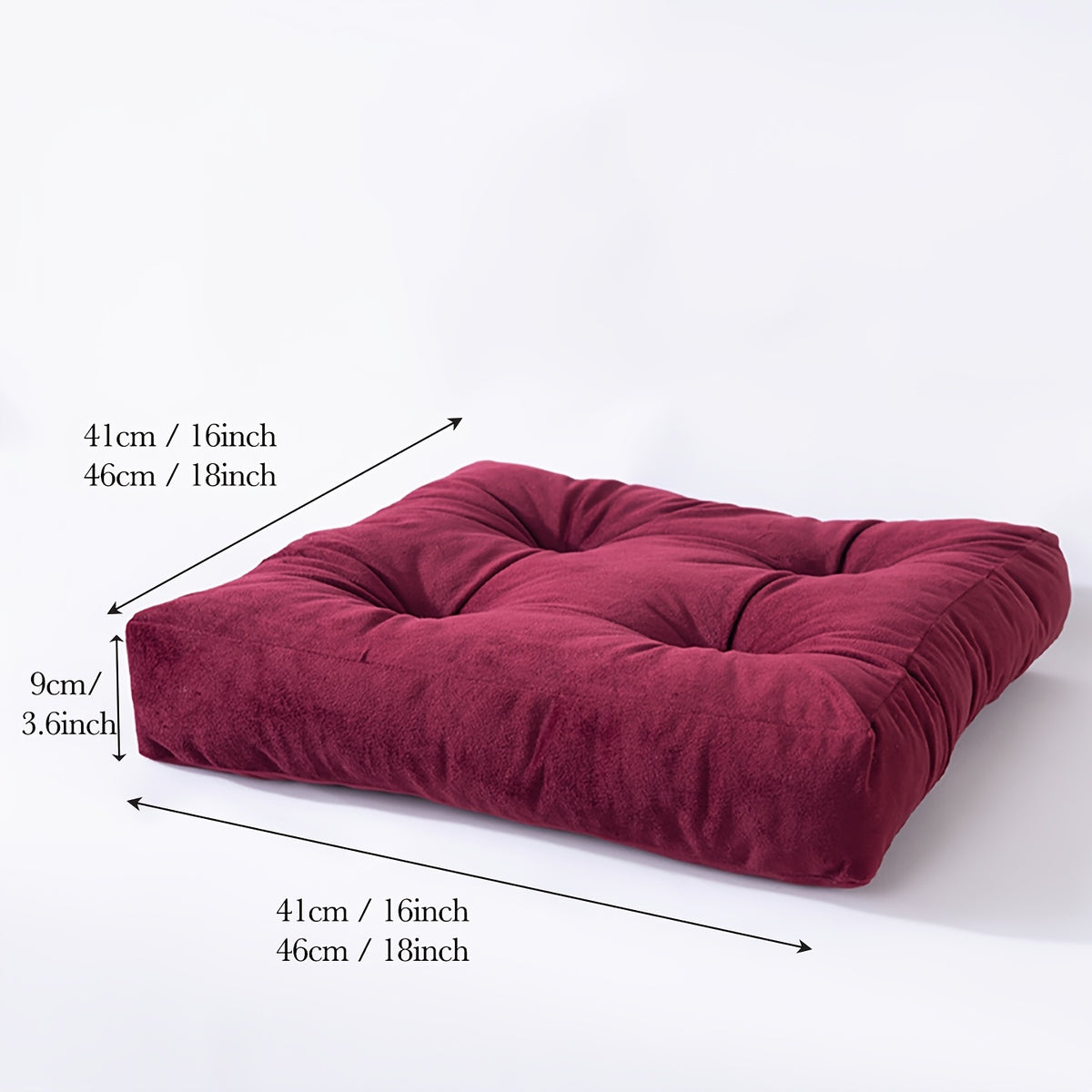 Coussin de chaise carré 41x41 en velours, épais de 9 cm