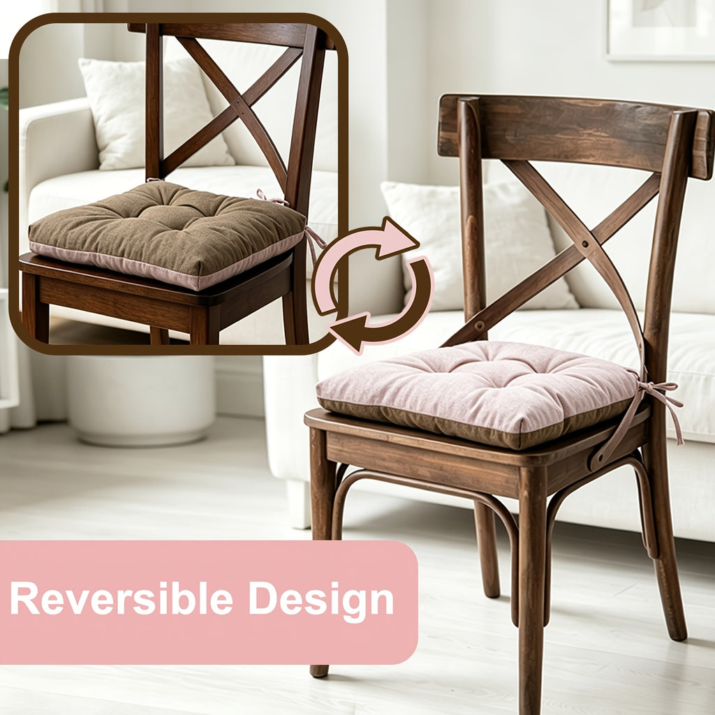 Coussin de chaise 43x43 réversible bicolore, épais de 8 cm, lot de 4