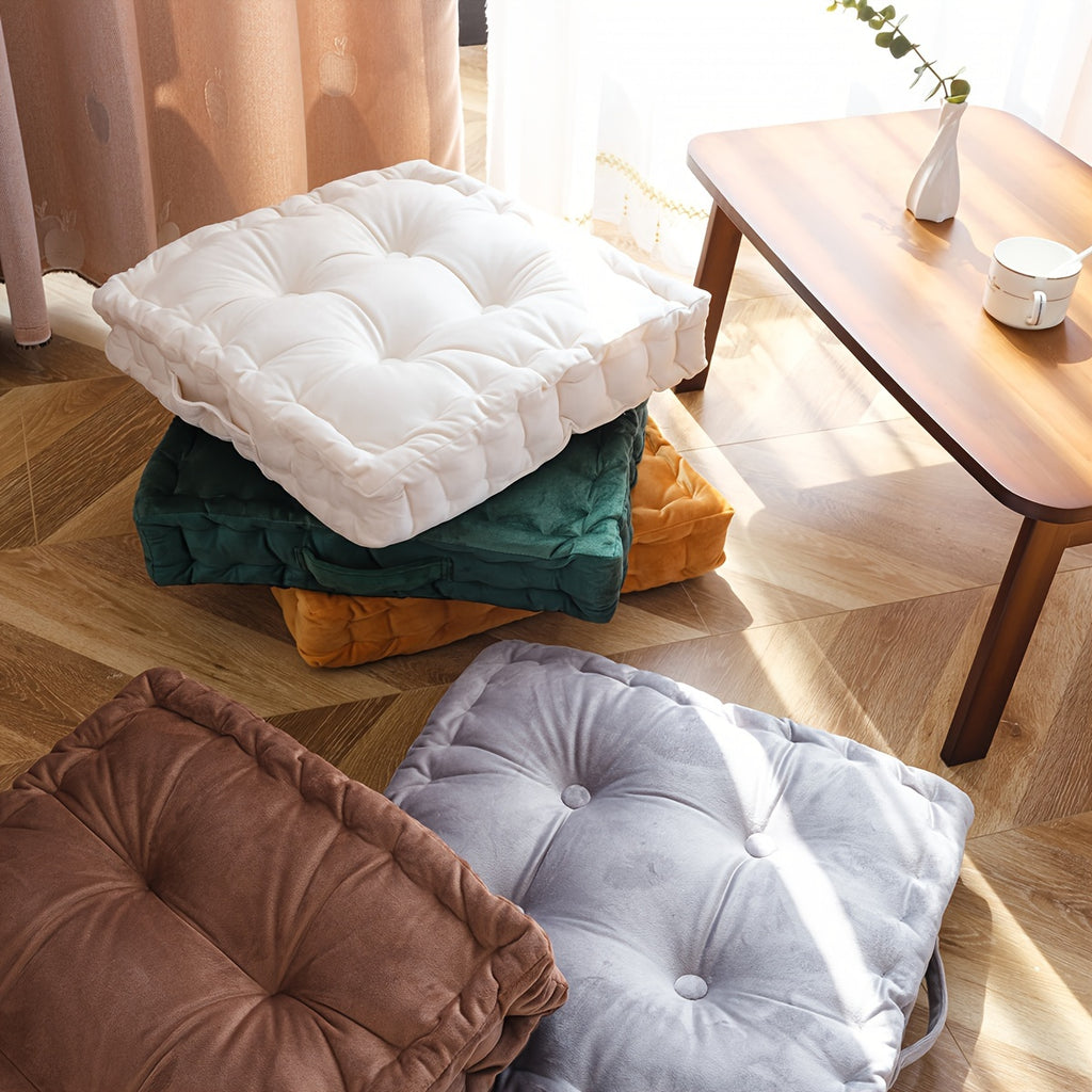 Coussin de chaise 45x45 capitonné à boutons, 8 cm d'épaisseur