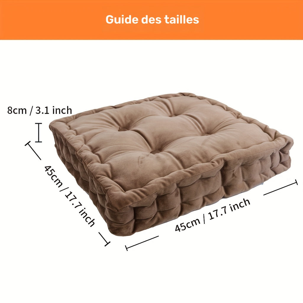 Coussin de chaise 45x45 capitonné à boutons, 8 cm d'épaisseur