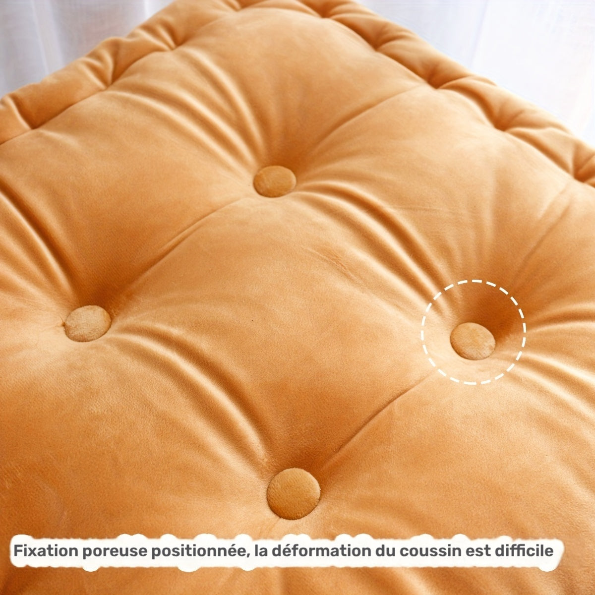 Coussin de chaise 45x45 capitonné à boutons, 8 cm d'épaisseur