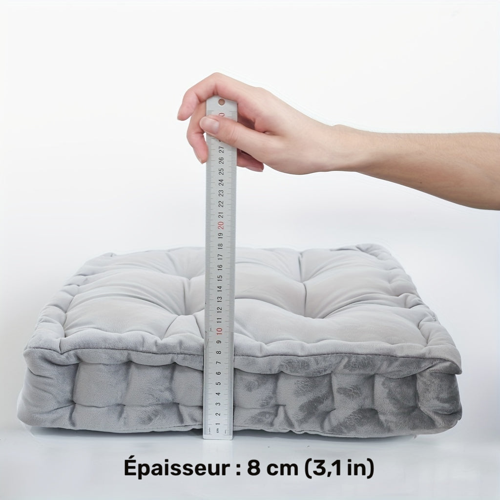 Coussin de chaise 45x45 capitonné à boutons, 8 cm d'épaisseur