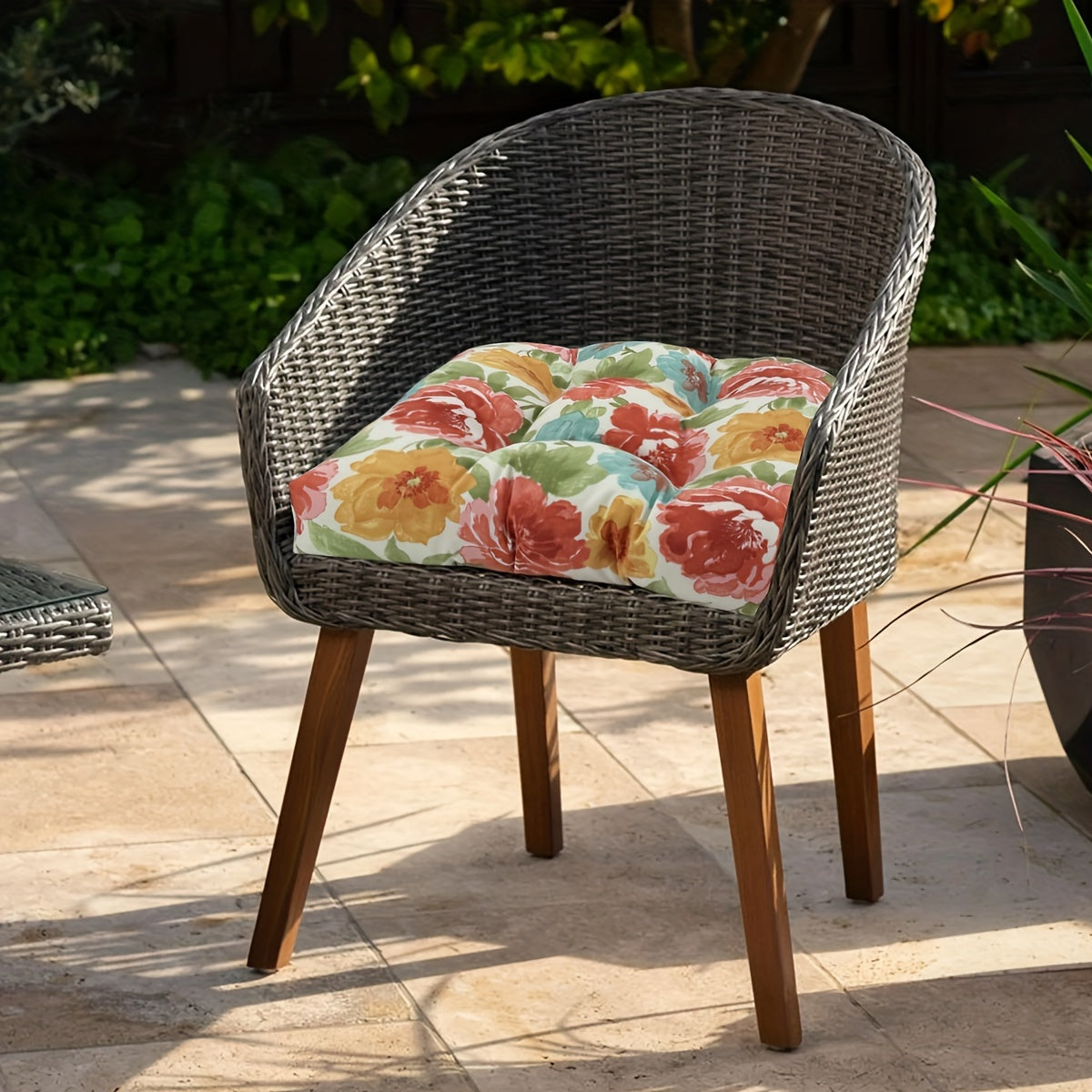 Coussin de chaise 48x48x9 cm tissu Oxford, lot de 2, 9 coloris