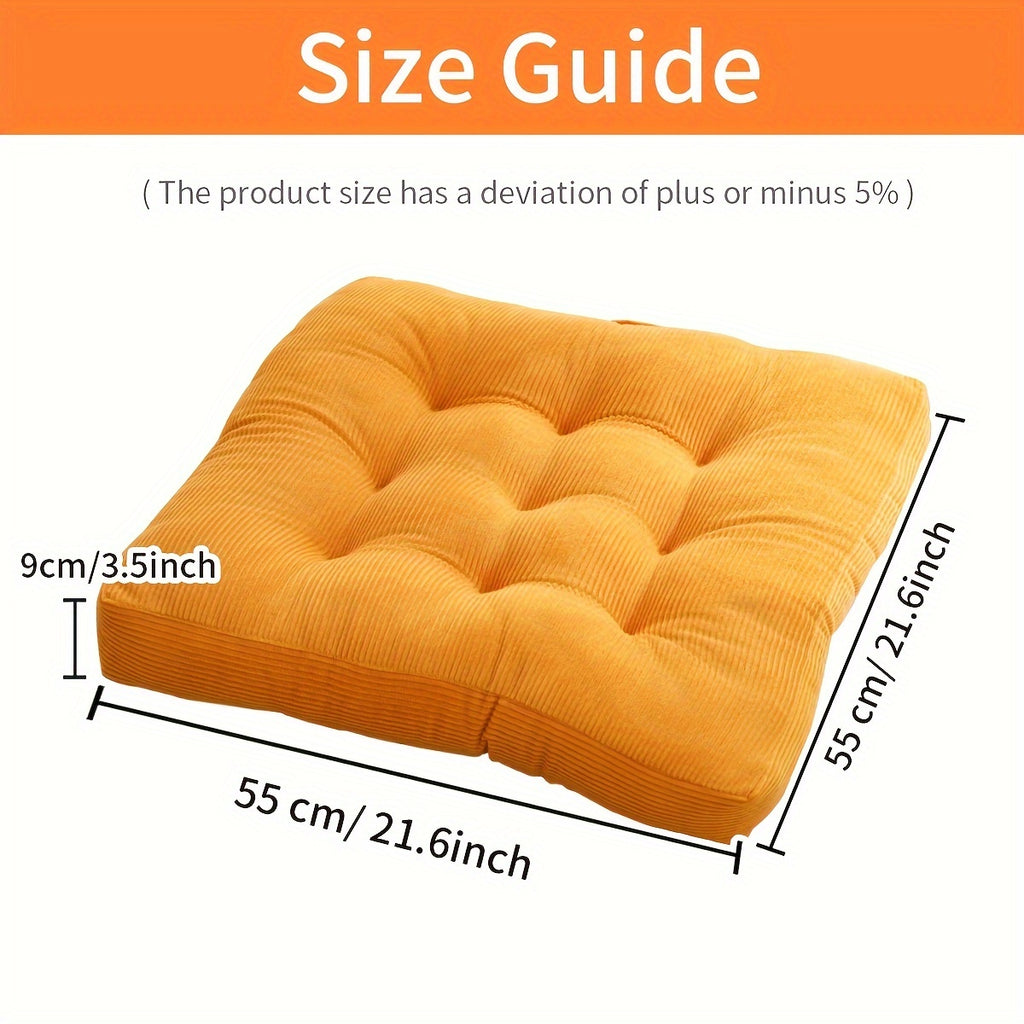 Coussin de chaise 55x55 en velours côtelé, épais de 9 cm