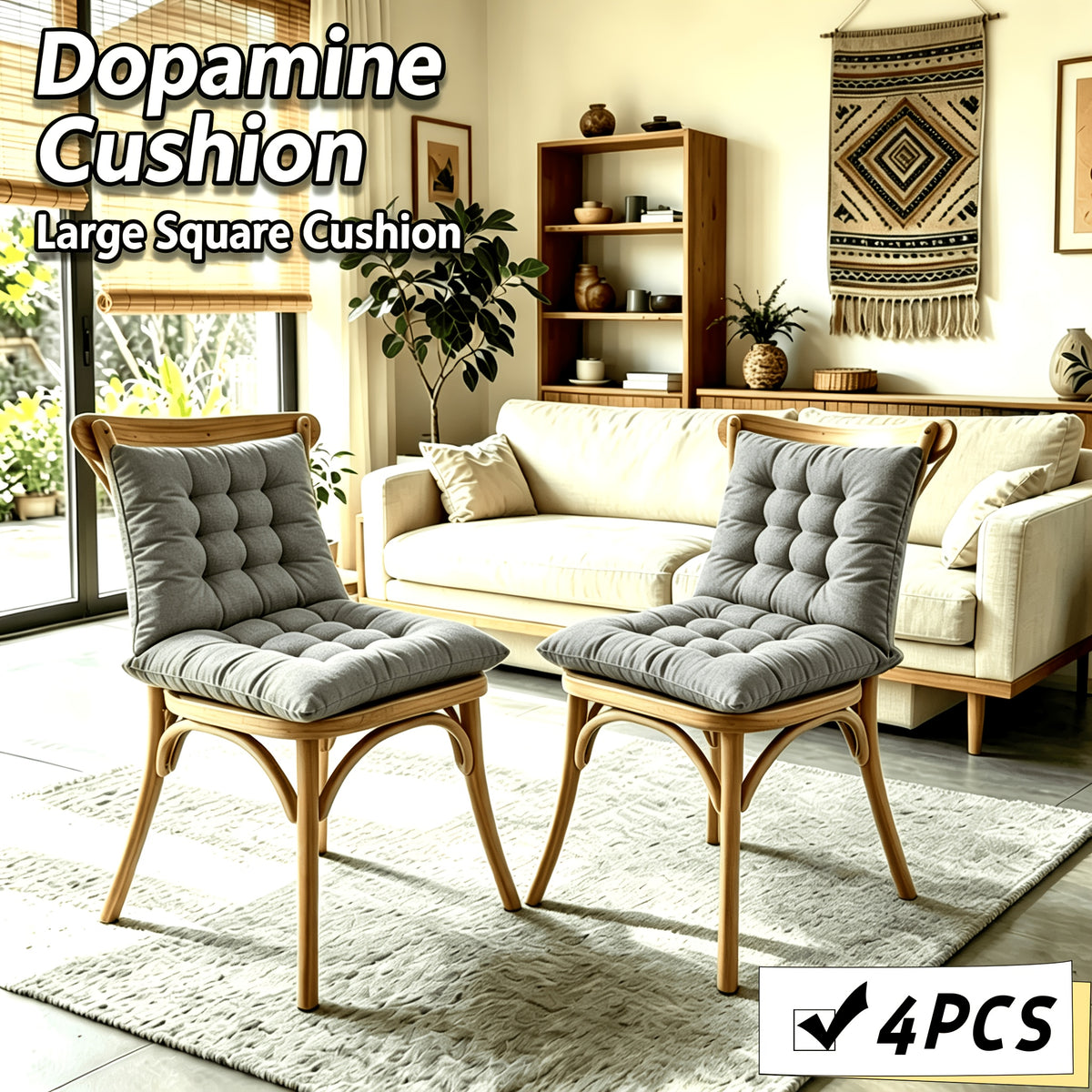 Coussin de chaise, quatre pièces pour deux sièges complets — vue 6