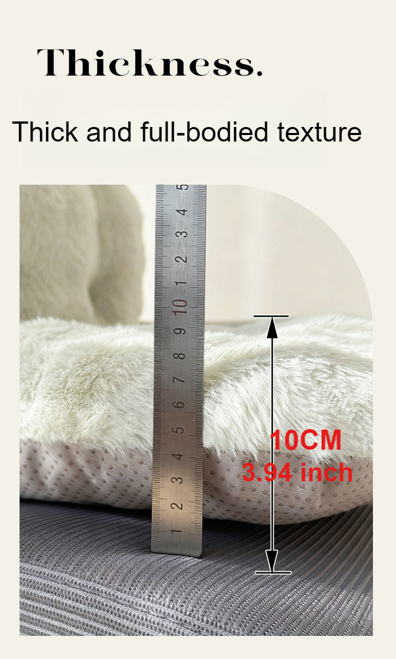 Coussin de chaise avec dossier en fausse fourrure, 10 cm épais
