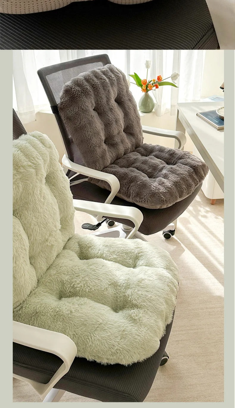 Coussin de chaise avec dossier en fausse fourrure, 10 cm épais