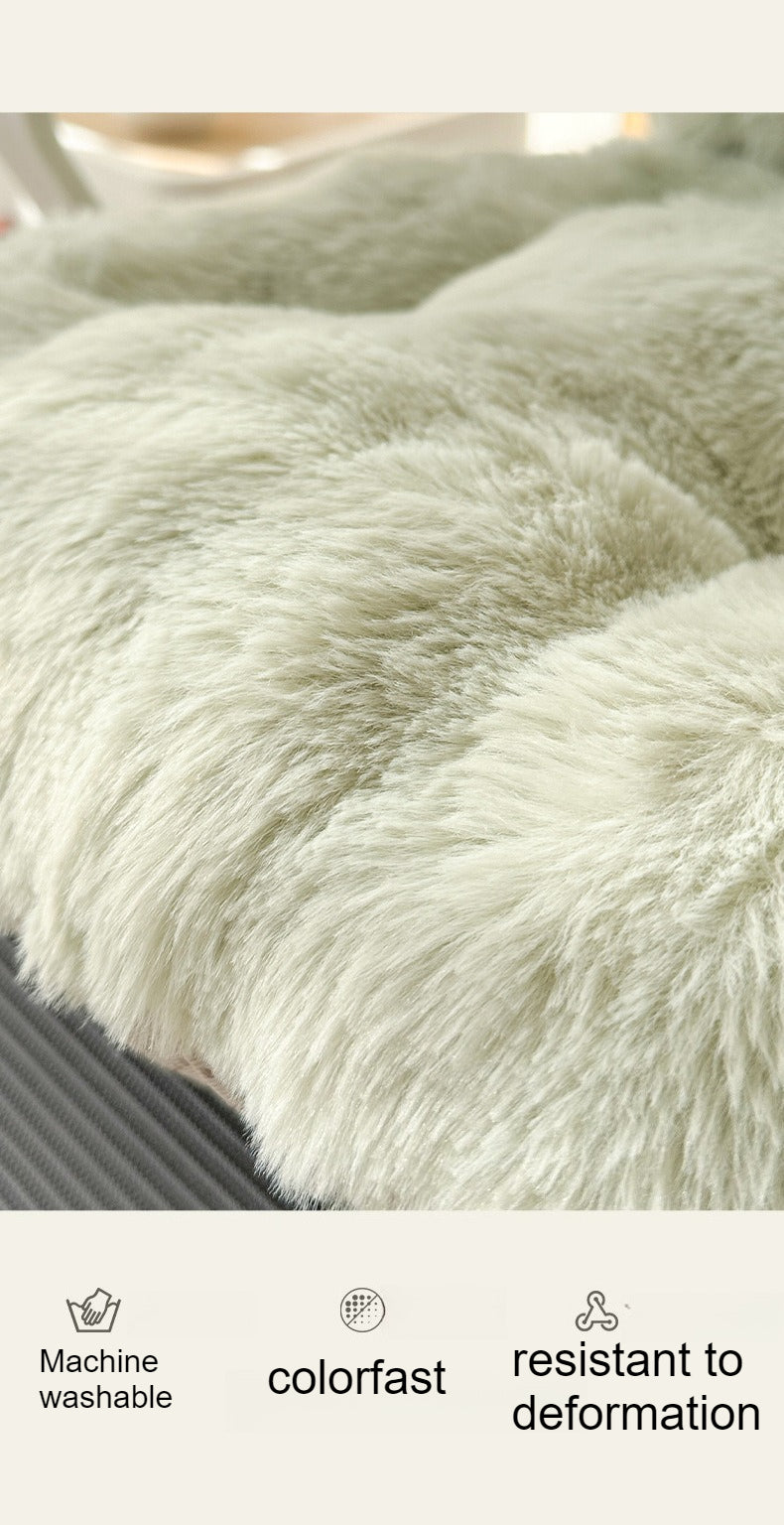 Coussin de chaise avec dossier en fausse fourrure, 10 cm épais