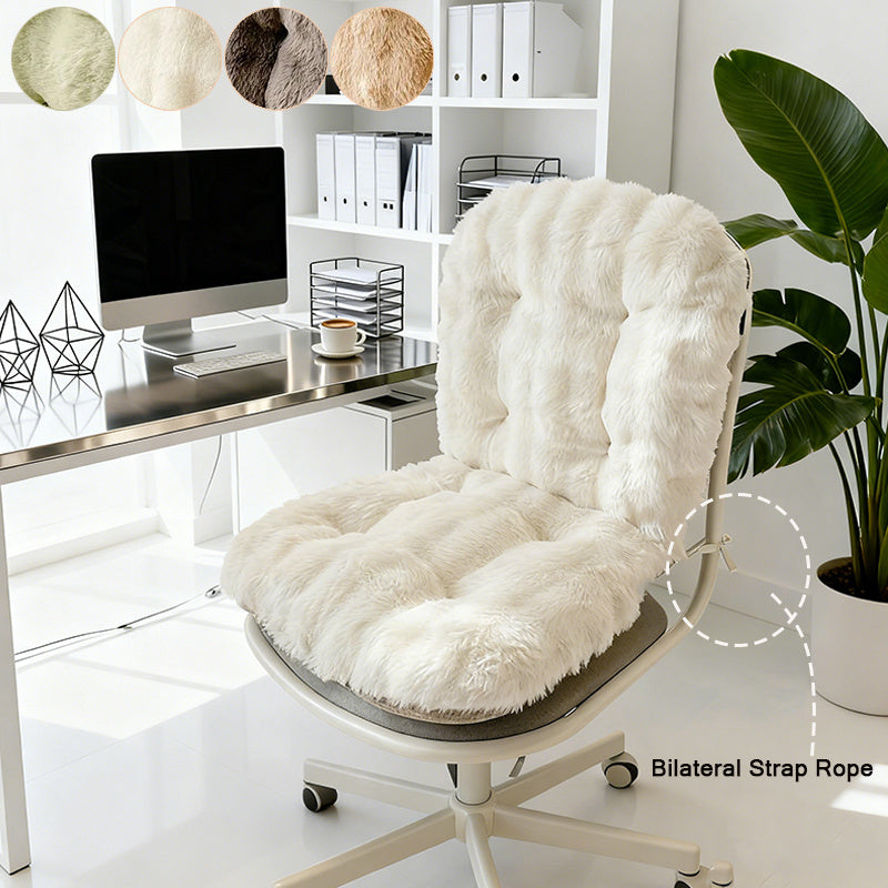 Coussin de chaise avec dossier en fausse fourrure, 10 cm épais
