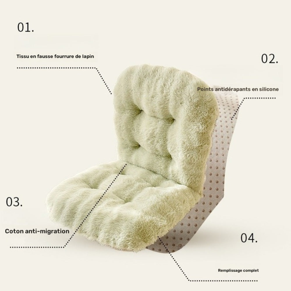 Coussin de chaise avec dossier en fausse fourrure, 10 cm épais