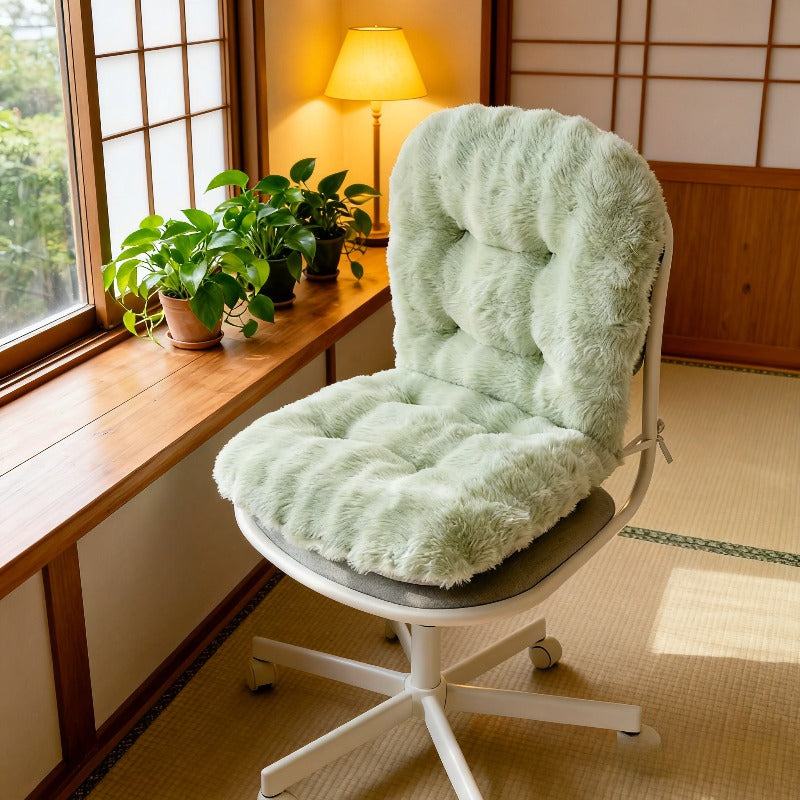 Coussin de chaise avec dossier en fausse fourrure, 10 cm épais