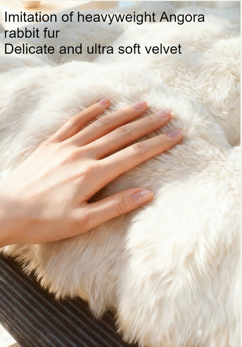 Coussin de chaise avec dossier en fausse fourrure, 10 cm épais