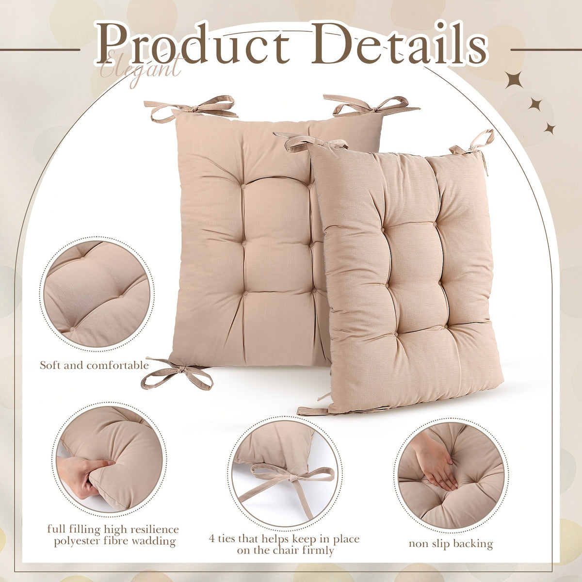 Coussin de chaise avec dossier taupe, assise et dossier